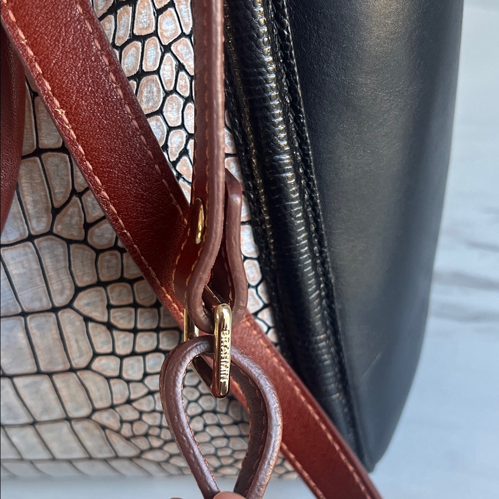 Brahmin Black & Brown Satchel with White Croc-Embossed Panel - Picture 11 of 11